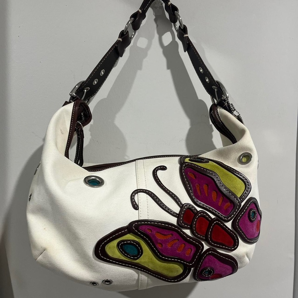 coach butterfly canvas extra large hobo soho rare 1 of a kind style 4992